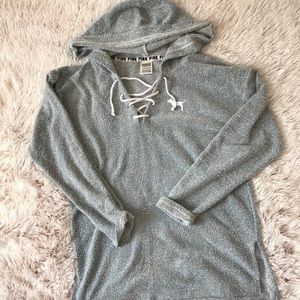 PINK lace up over sized sweater